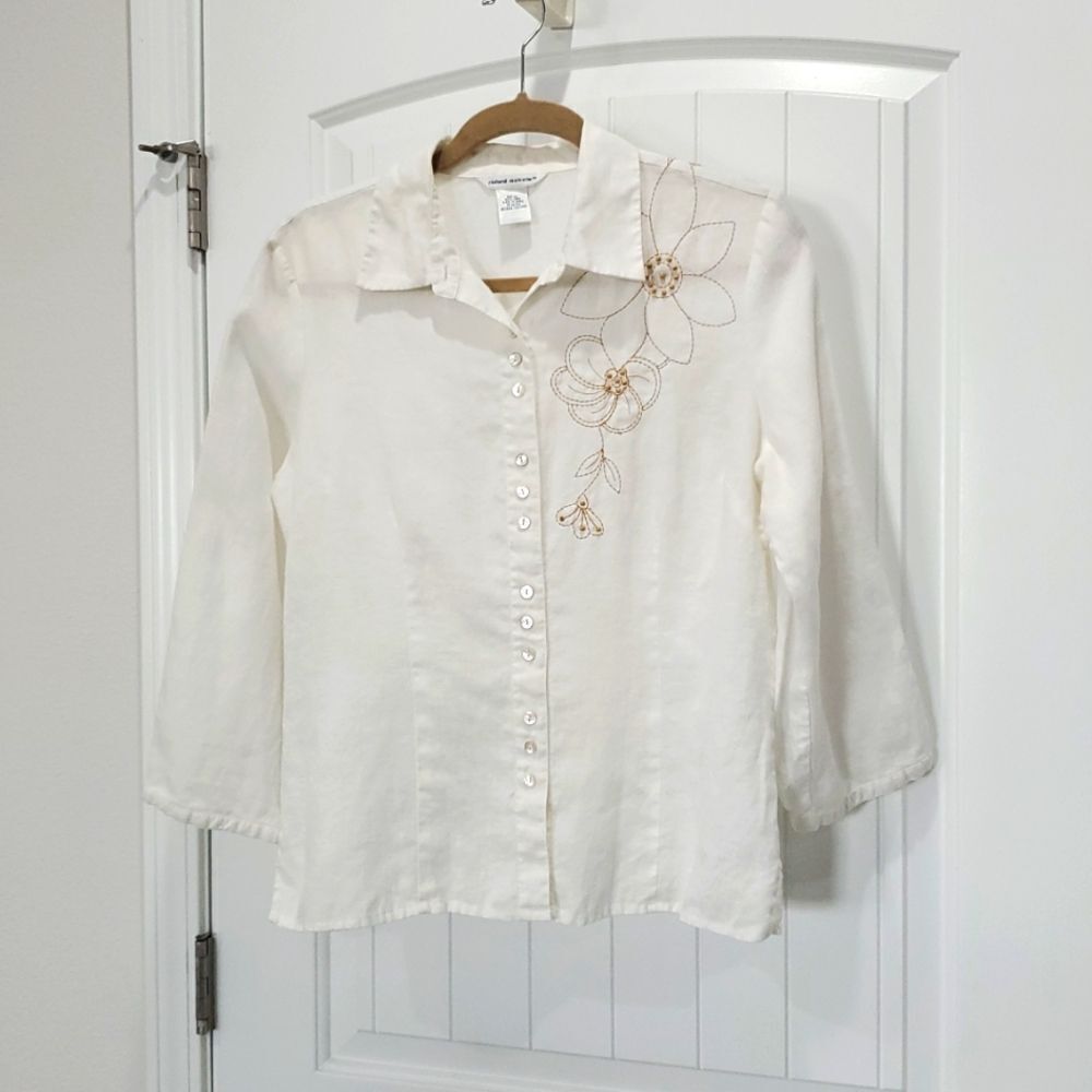 Richard Malcolm Women’s 100%Linen Lagenlook Embroidered,  Size XL